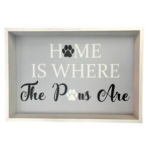 Wood Tray Sign Home Paws Cats Dogs Shelf Desk Home Decor Pet Supplies